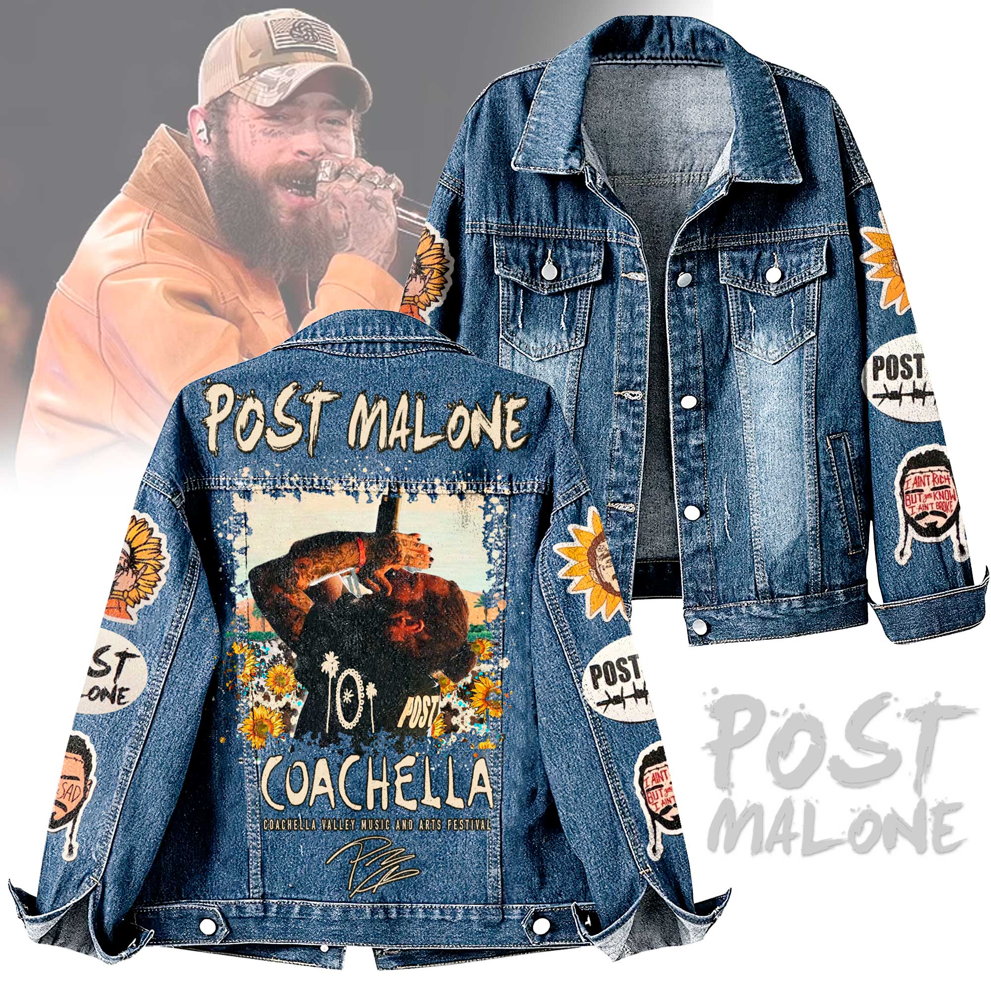 Post Malone Music Denim Jacket Gift For Fans