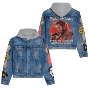 Post Malone Music Style Hooded Denim Jacket For Fans