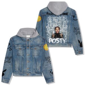 Post Malone Music Style Hooded Denim Jacket For Fans