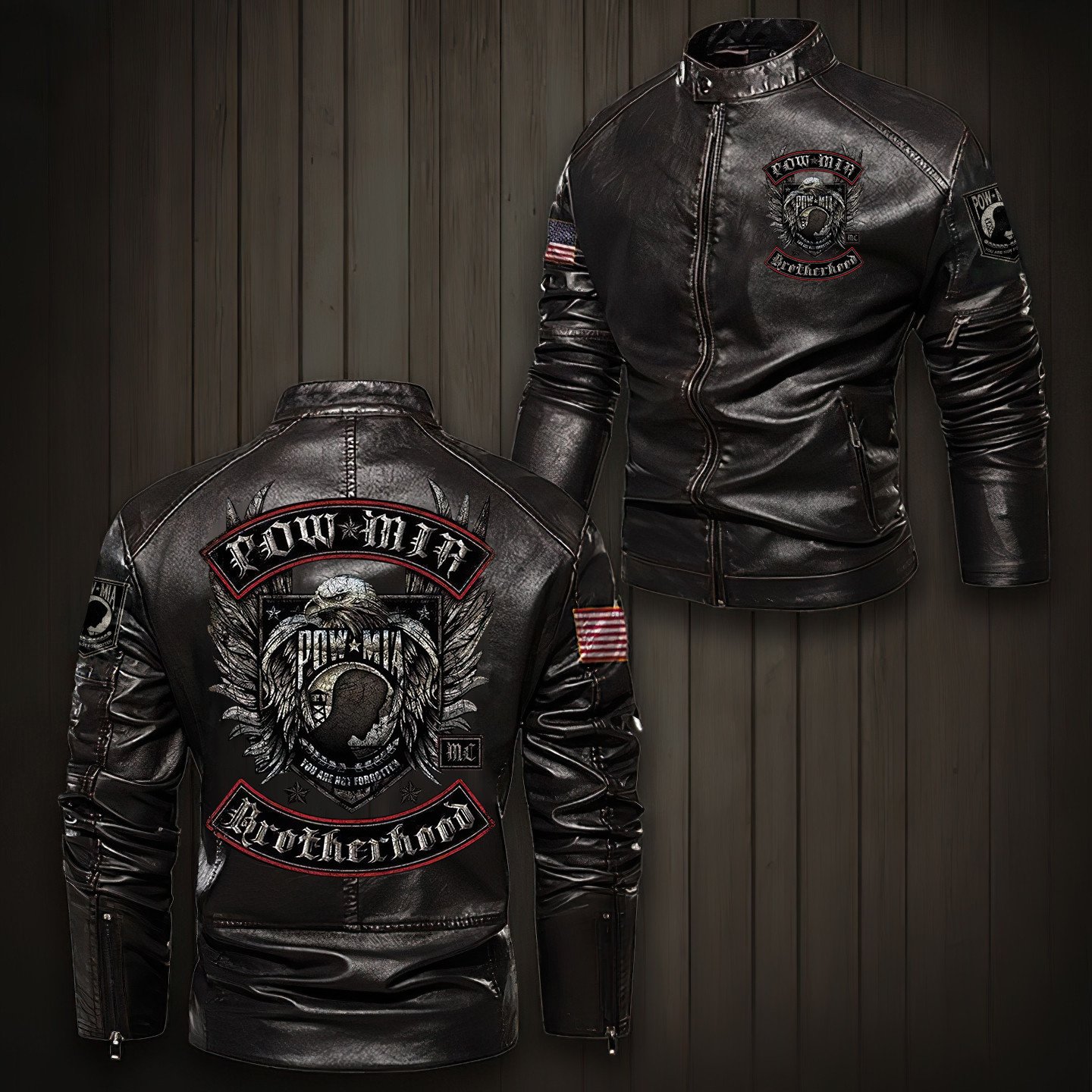 POW MIA Brotherhood Style Leather Jacket For Fans