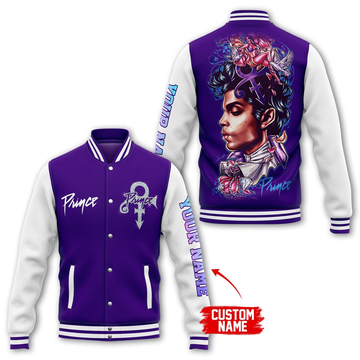 Prince Music Style Baseball Jacket For Fans