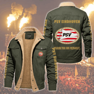 PSV Eindhoven Fleece Thermal Cotton Jacket Style Fleece Thermal Cotton Jacket For Fans