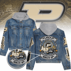 Purdue Boilermakers NCAA Style Hooded Denim Jacket For Fans