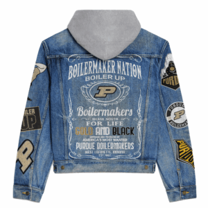 Purdue Boilermakers NCAA Style Hooded Denim Jacket For Fans