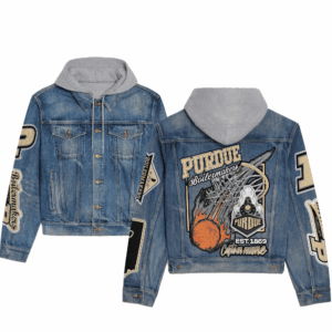 Purdue Boilermakers NCAA Style Hooded Denim Jacket For Fans