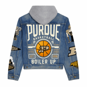Purdue Boilermakers NCAA Style Hooded Denim Jacket For Fans