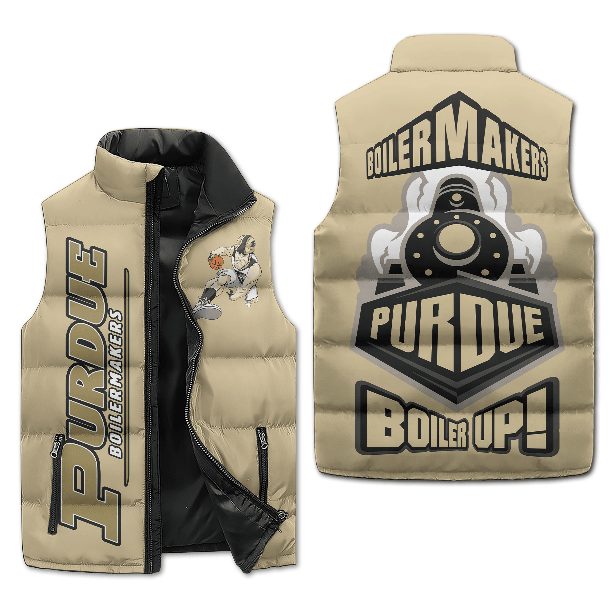 Purdue Boilermakers NCAA Style Sleeveless Puffer Jacket For Fans