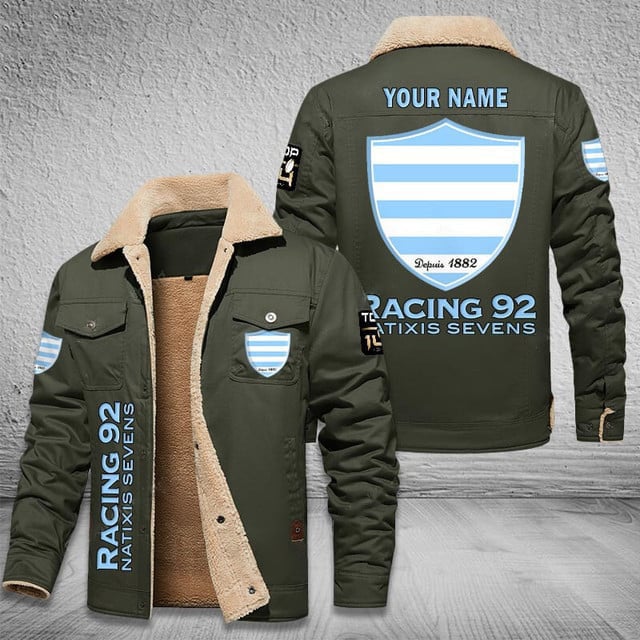 Racing 92 Top 14 Style Fleece Thermal Cotton Jacket For Fans