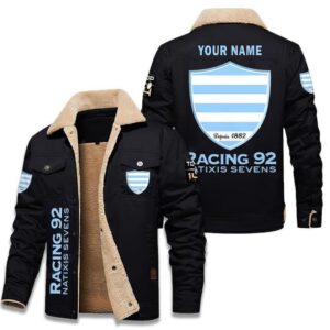 Racing 92 Top 14 Style Fleece Thermal Cotton Jacket For Fans
