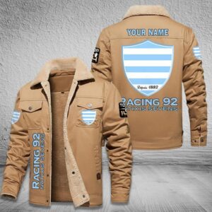 Racing 92 Top 14 Style Fleece Thermal Cotton Jacket For Fans