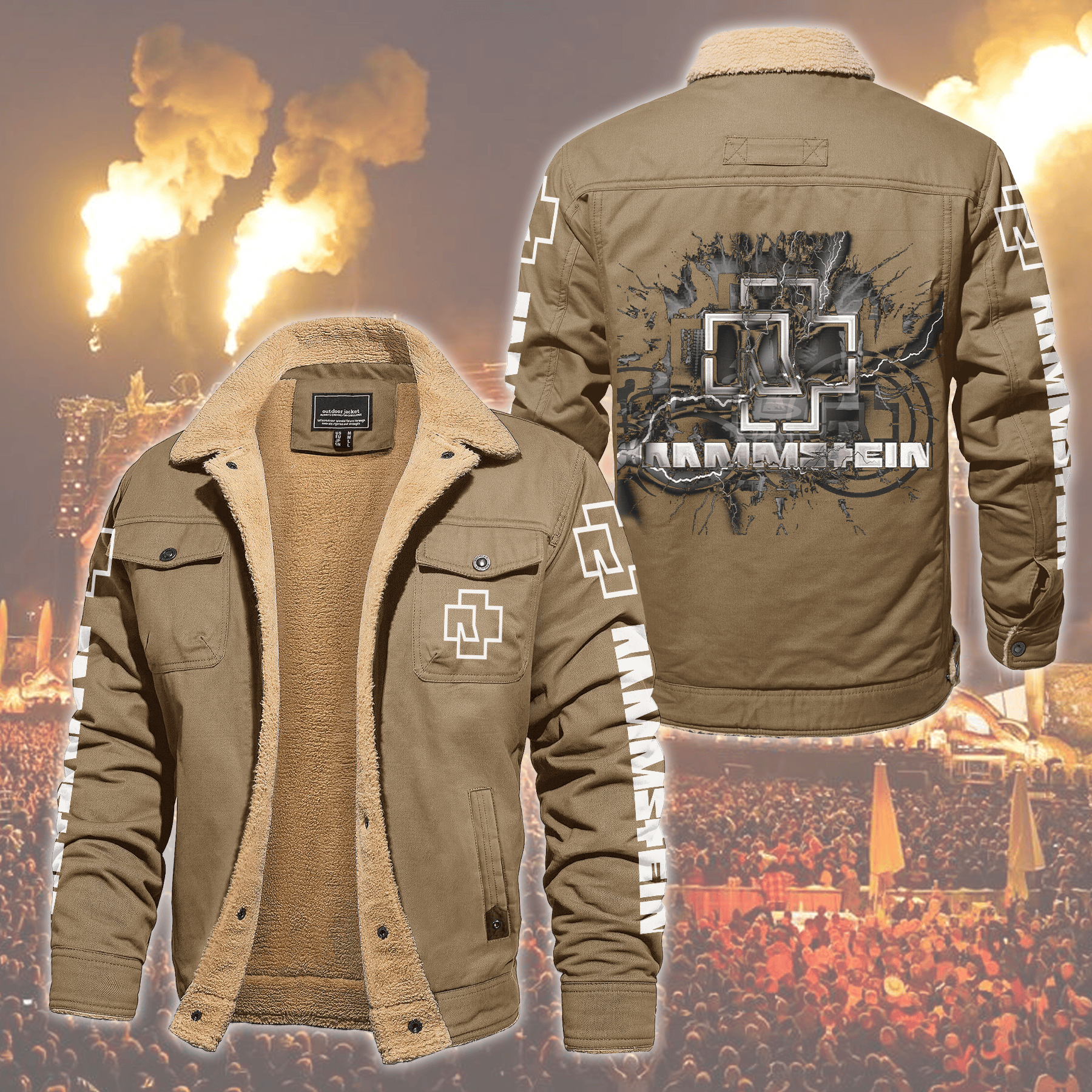 Rammstein Music Style Fleece Thermal Cotton Jacket For Fans