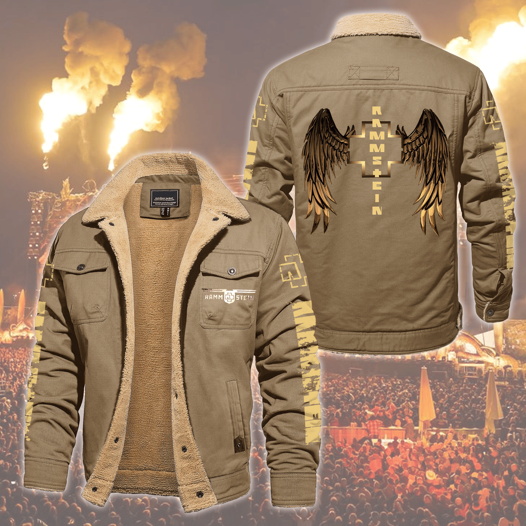 Rammstein Music Style Fleece Thermal Cotton Jacket For Fans
