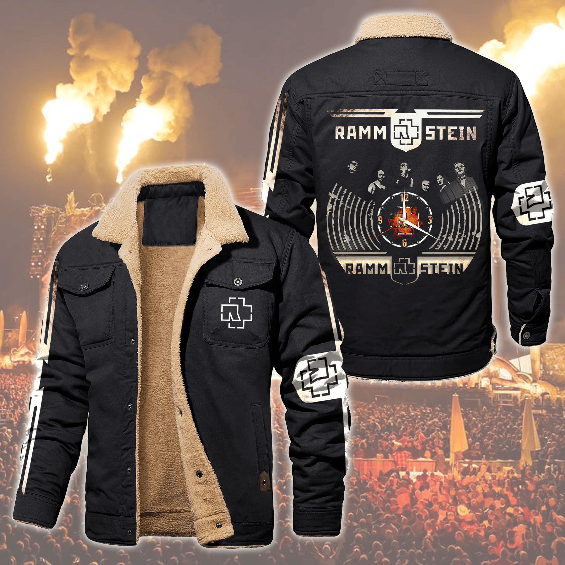 Rammstein Music Style Fleece Thermal Cotton Jacket For Fans