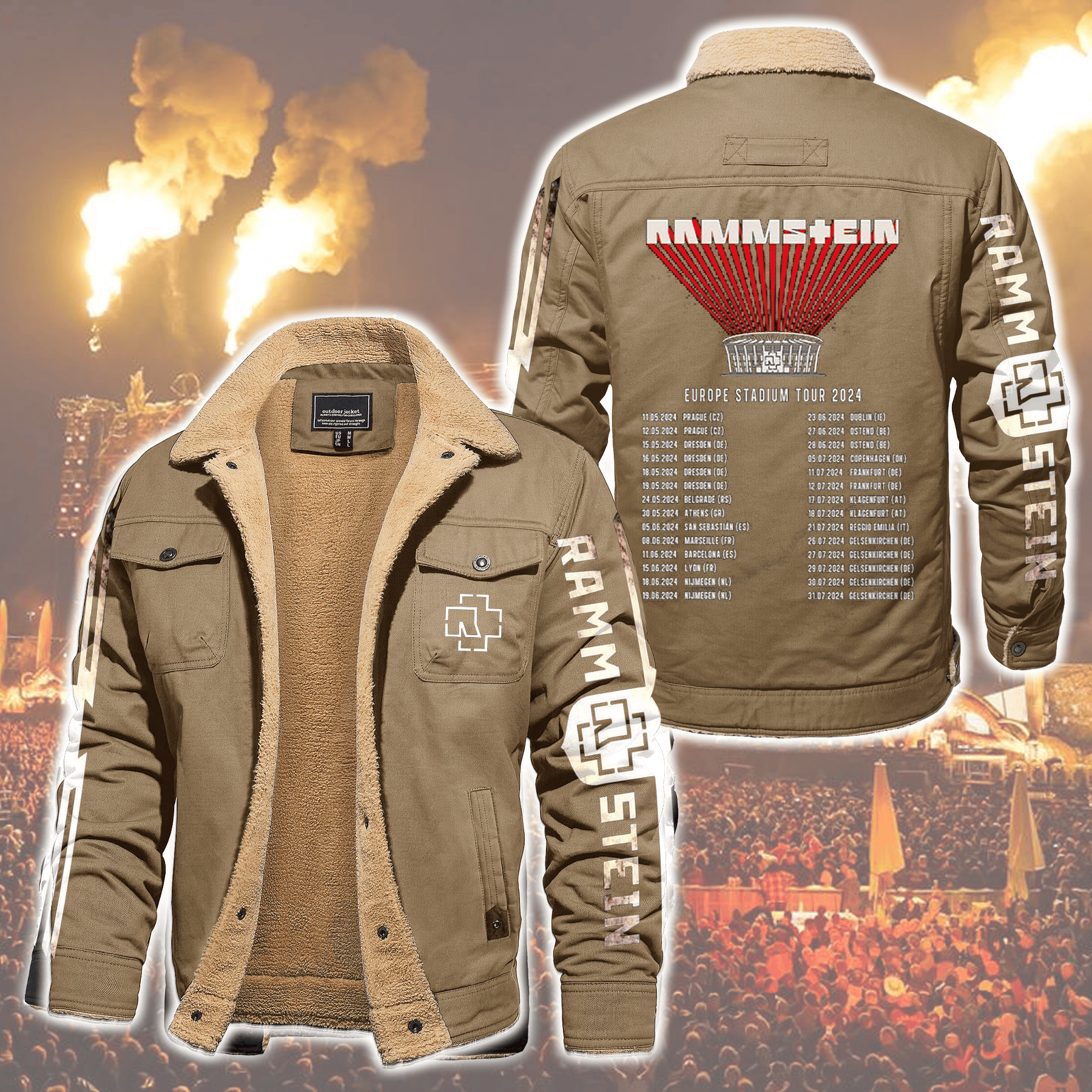Rammstein Music Style Fleece Thermal Cotton Jacket For Fans