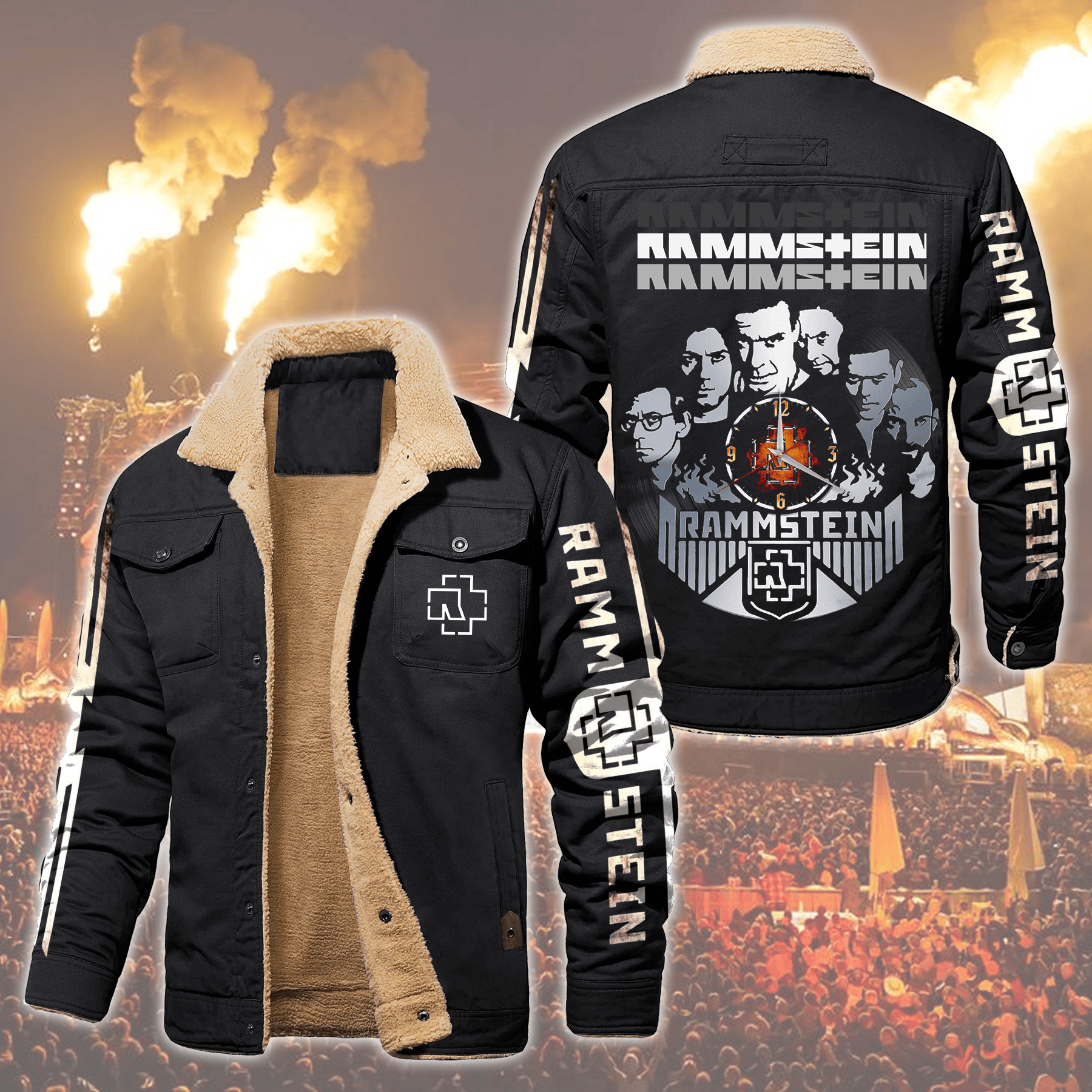 Rammstein Music Style Fleece Thermal Cotton Jacket For Fans
