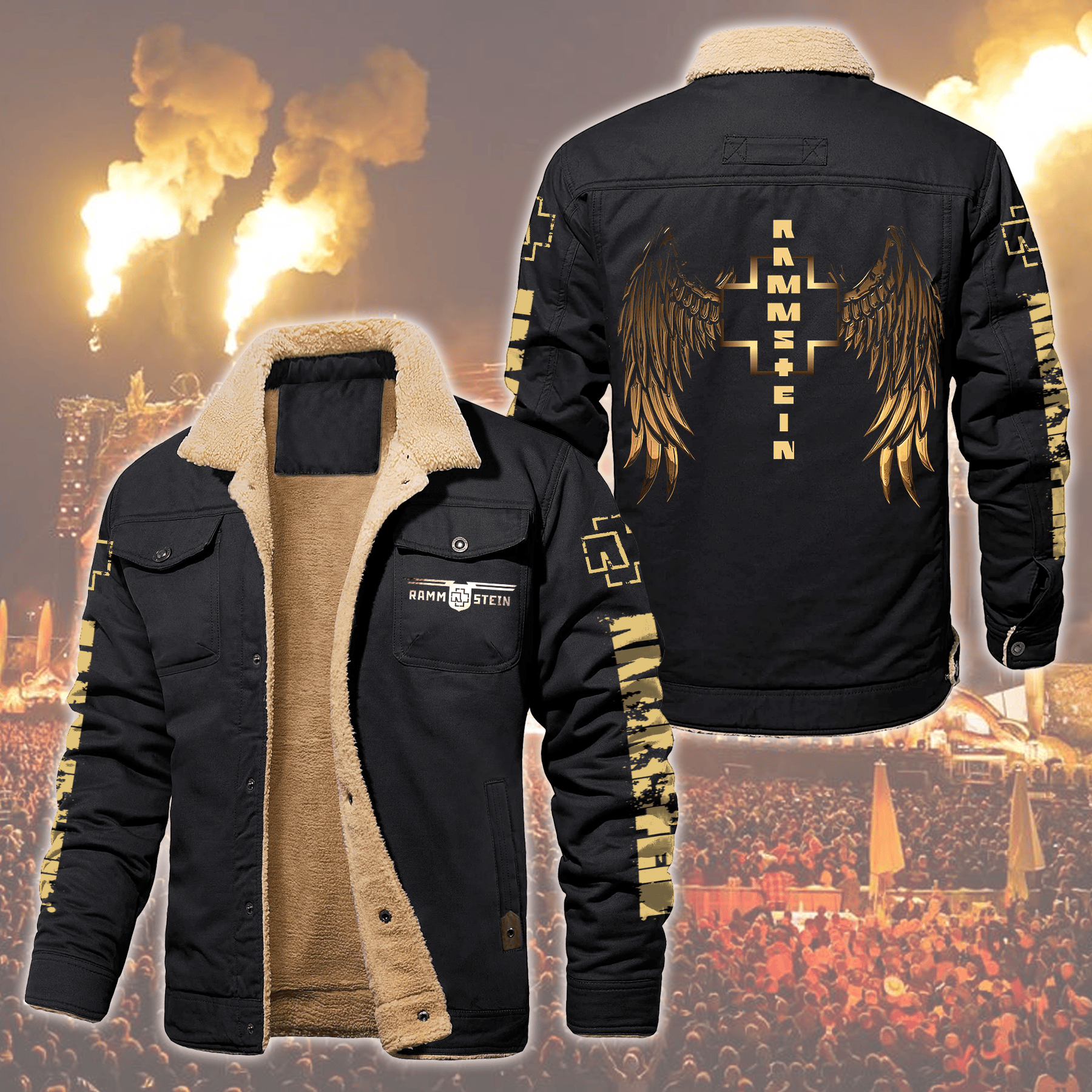 Rammstein Music Style Fleece Thermal Cotton Jacket For Fans