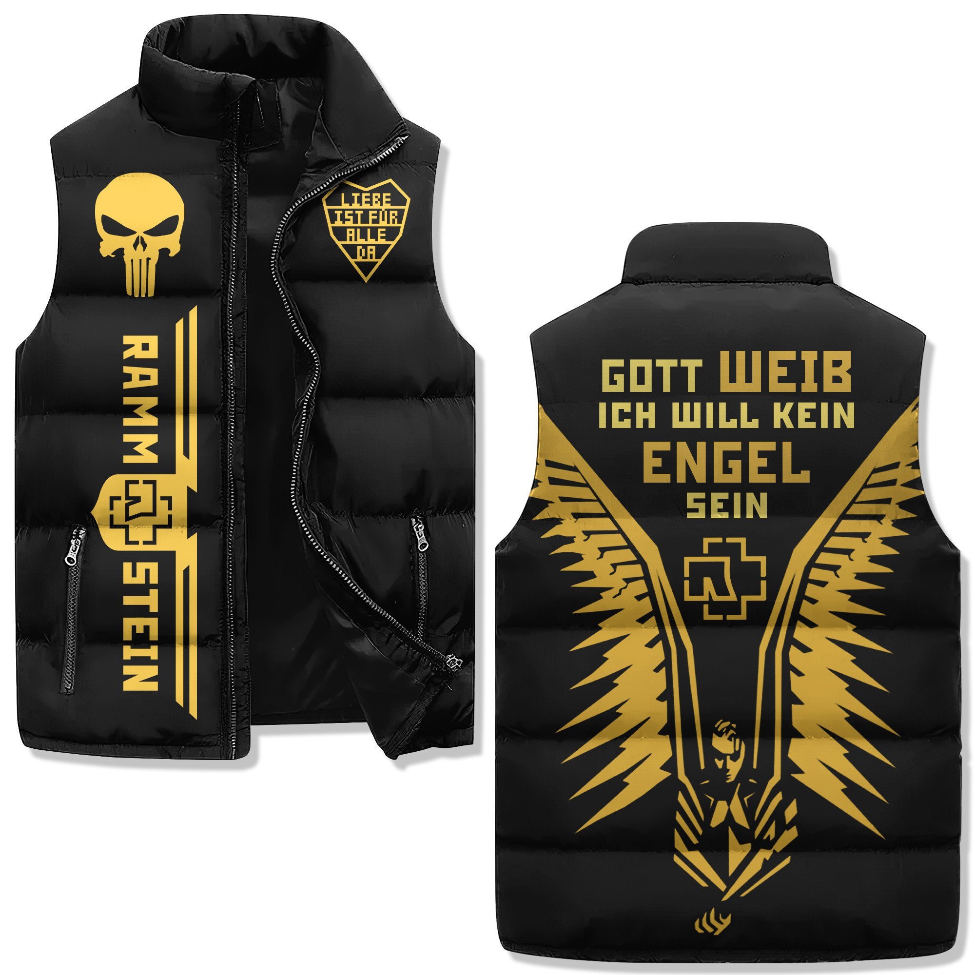Rammstein Music Style Sleeveless Puffer Jacket For Fans