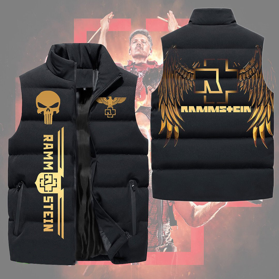 Rammstein Music Style Sleeveless Puffer Jacket For Fans