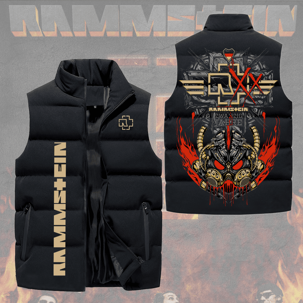 Rammstein Music Style Sleeveless Puffer Jacket For Fans