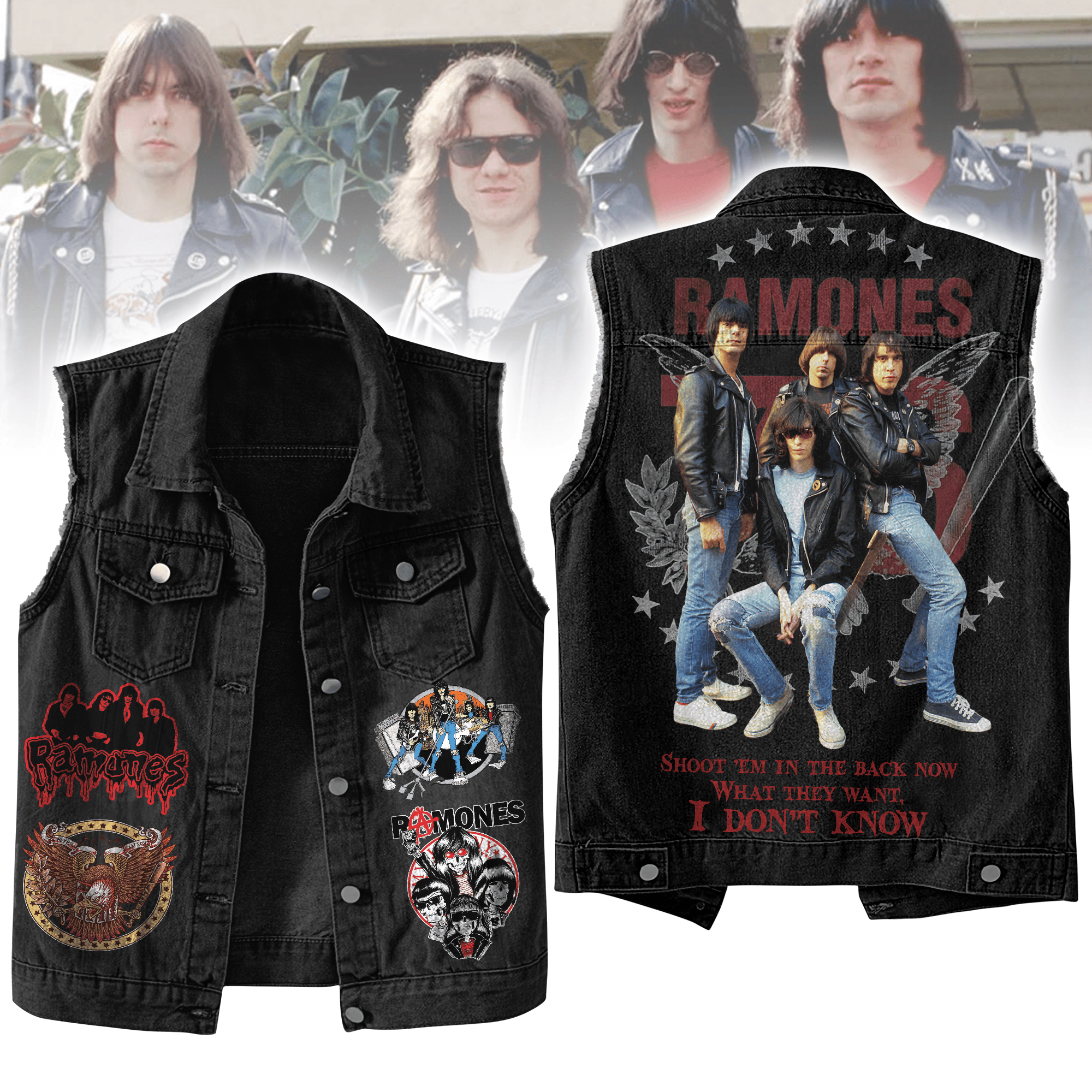 Ramones Music Style Sleeveless Jacket For Fans