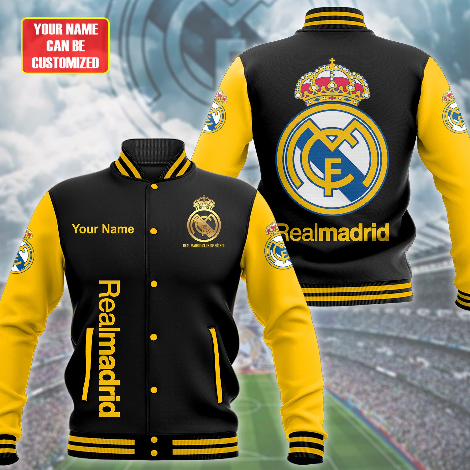 Real Madrid CF La Liga Style Baseball Jacket For Fans