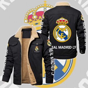Real Madrid CF La Liga Style Fleece Thermal Cotton Jacket For Fans