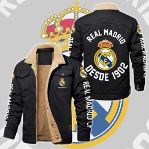 Real Madrid CF La Liga Style Fleece Thermal Cotton Jacket For Fans