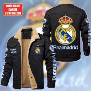 Real Madrid CF La Liga Style Fleece Thermal Cotton Jacket For Fans