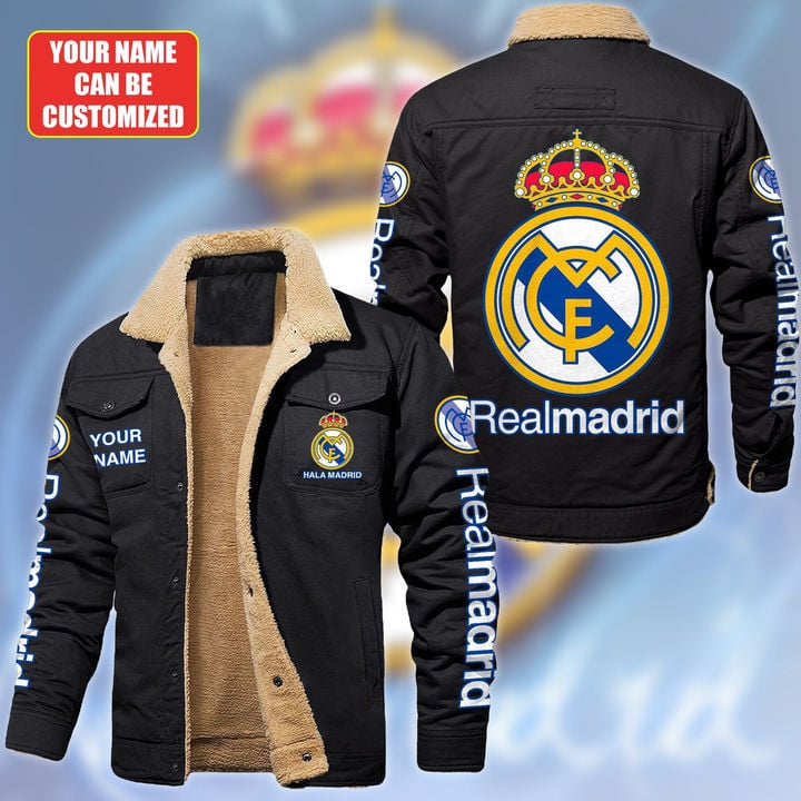 Real Madrid CF La Liga Style Fleece Thermal Cotton Jacket For Fans