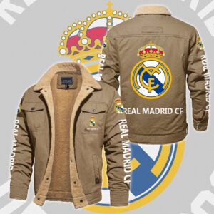 Real Madrid CF La Liga Style Fleece Thermal Cotton Jacket For Fans