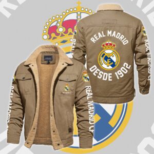 Real Madrid CF La Liga Style Fleece Thermal Cotton Jacket For Fans