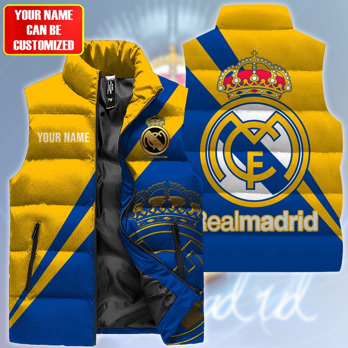 Real Madrid CF La Liga Style Sleeveless Puffer Jacket For Fans