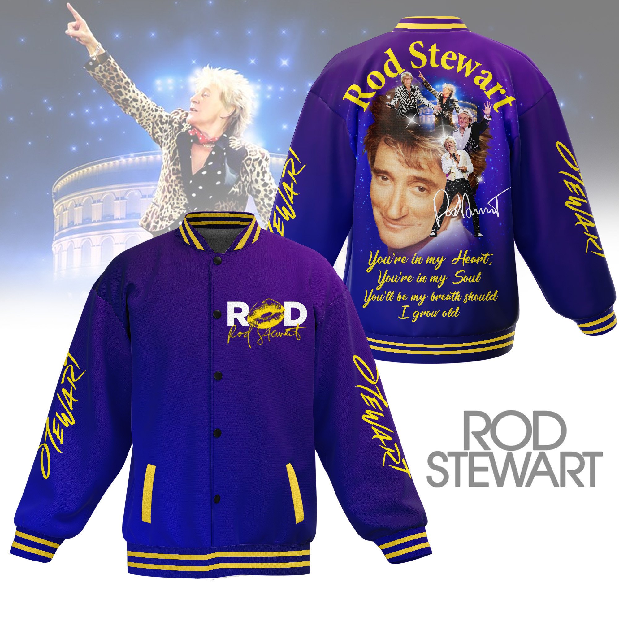 Rod Stewart Music Style Baseball Jacket
