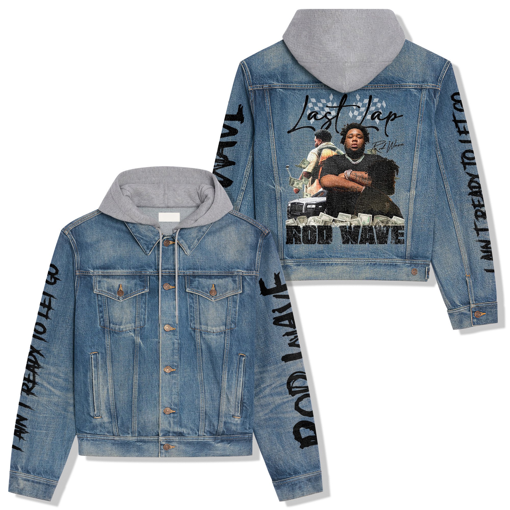 Rod Wave Music Style Hooded Denim Jacket For Fans