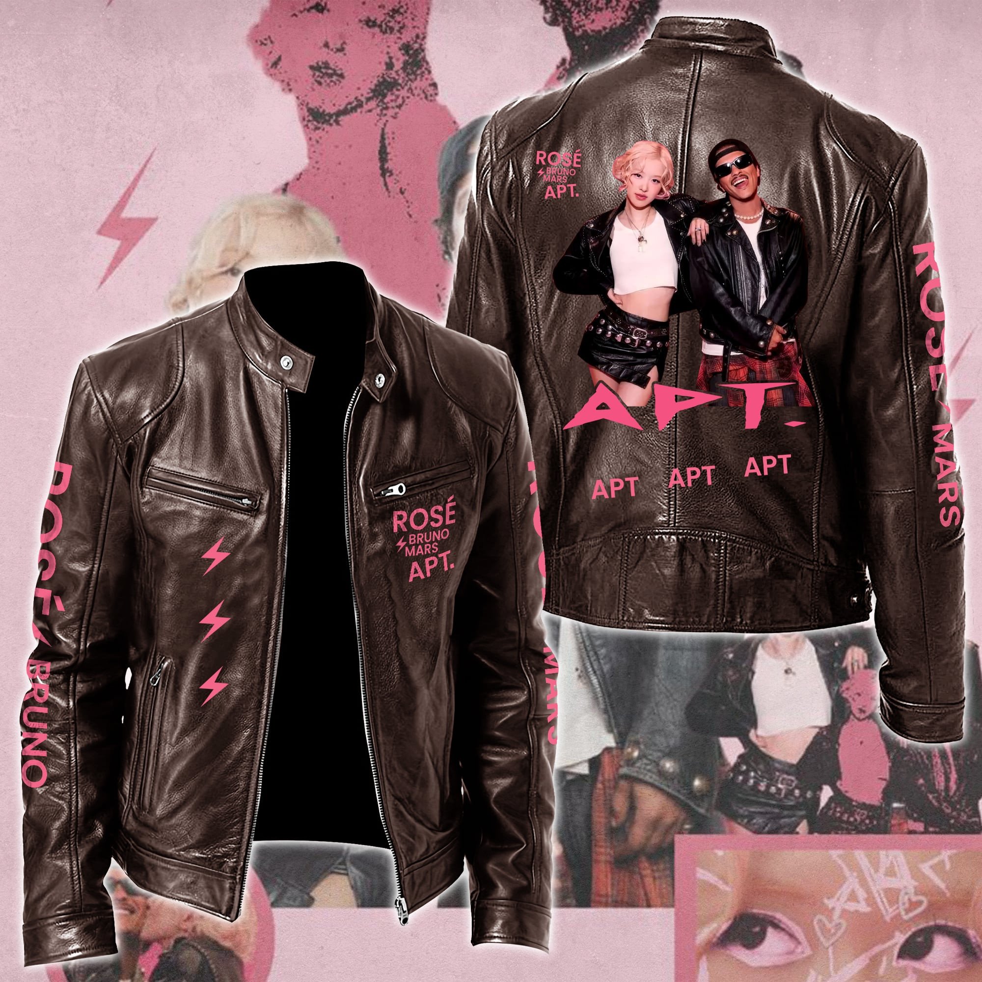 Rosé & Bruno Mars APT Music Style Leather Jacket For Fans