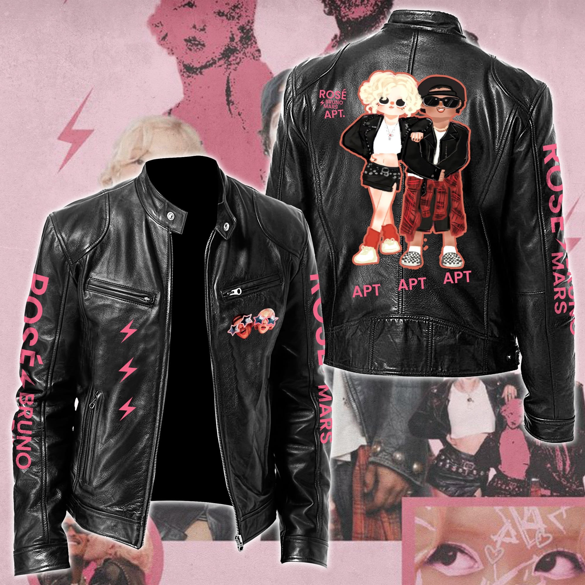 Rosé & Bruno Mars APT Music Style Leather Jacket For Fans