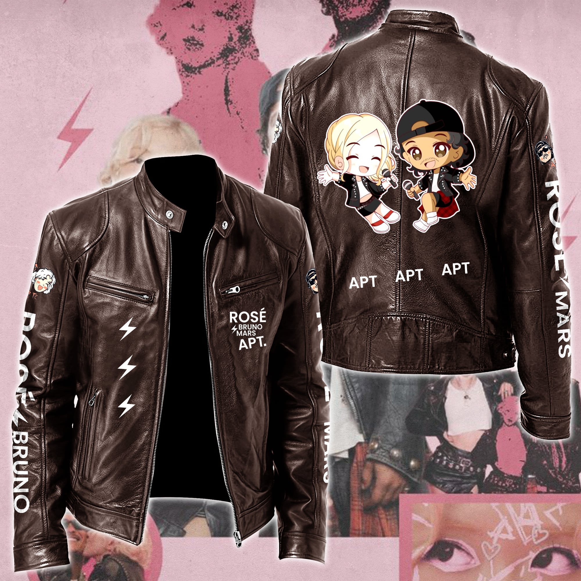 Rosé & Bruno Mars APT Music Style Leather Jacket For Fans