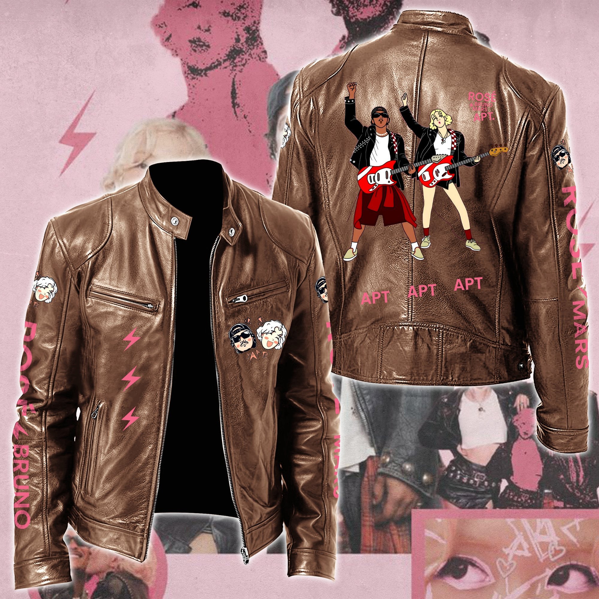 Rosé & Bruno Mars APT Music Style Leather Jacket For Fans