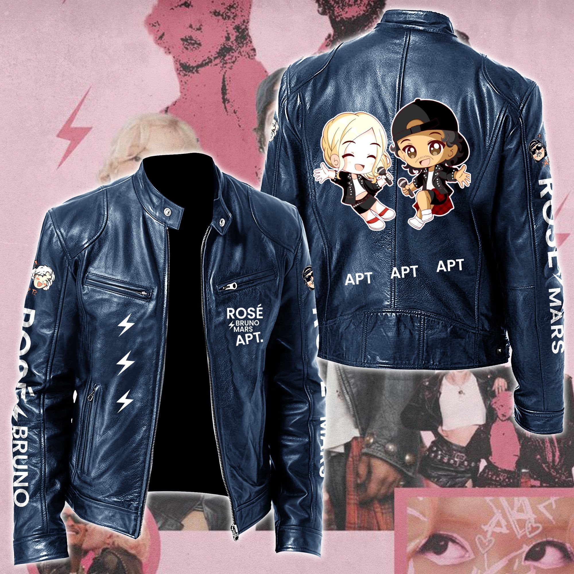 Rosé & Bruno Mars APT Music Style Leather Jacket For Fans