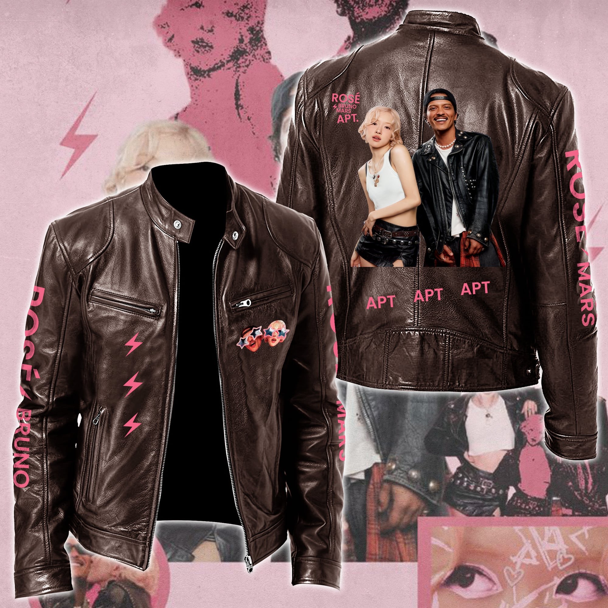 Rosé & Bruno Mars APT Music Style Leather Jacket For Fans