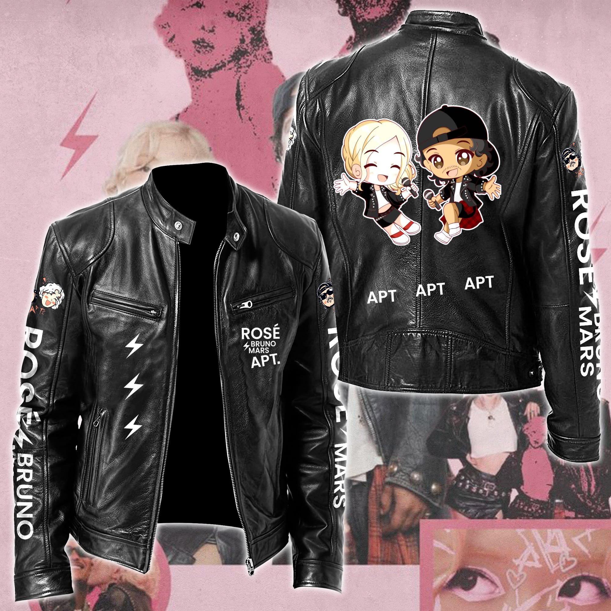 Rosé & Bruno Mars APT Music Style Leather Jacket For Fans