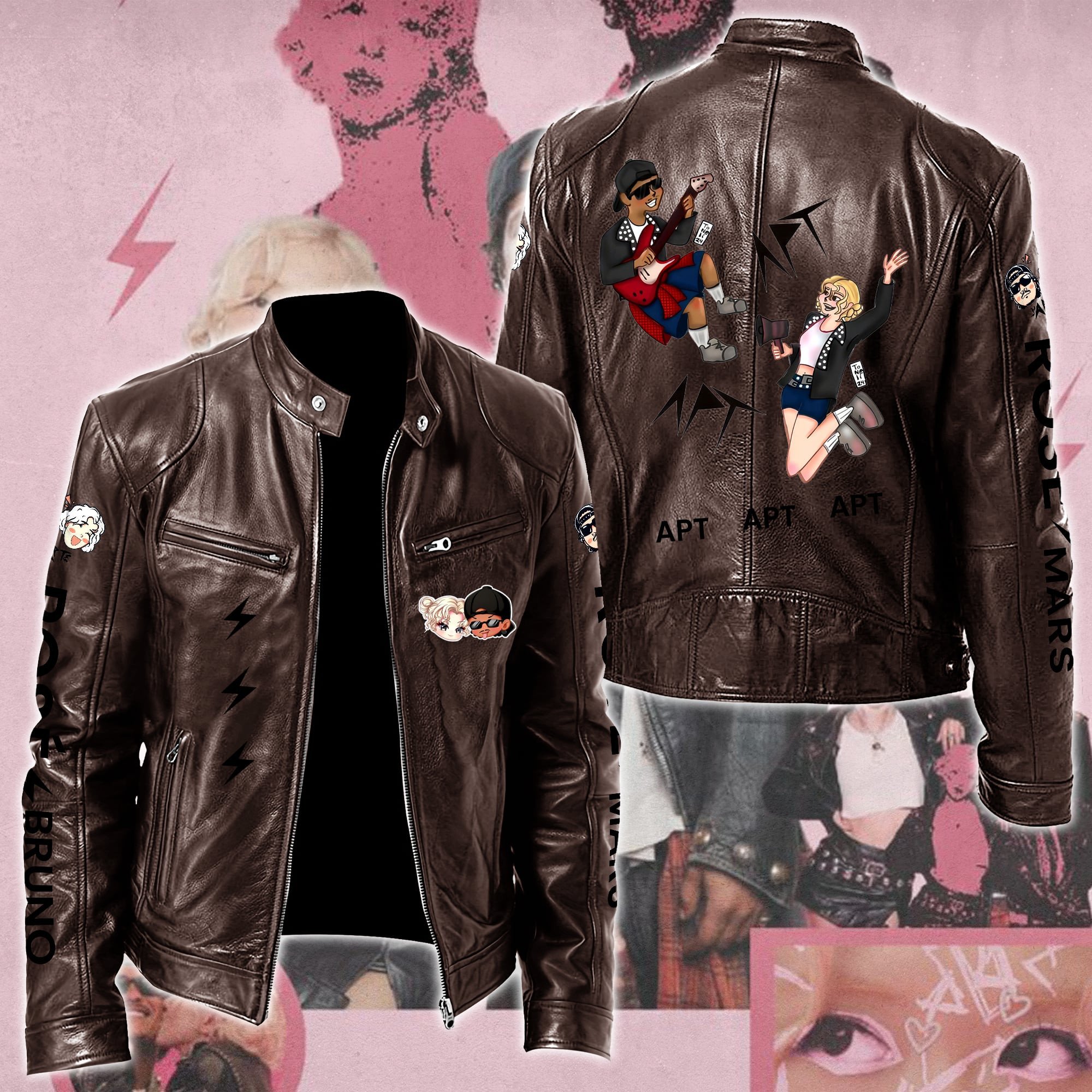 Rosé & Bruno Mars APT Music Style Leather Jacket For Fans