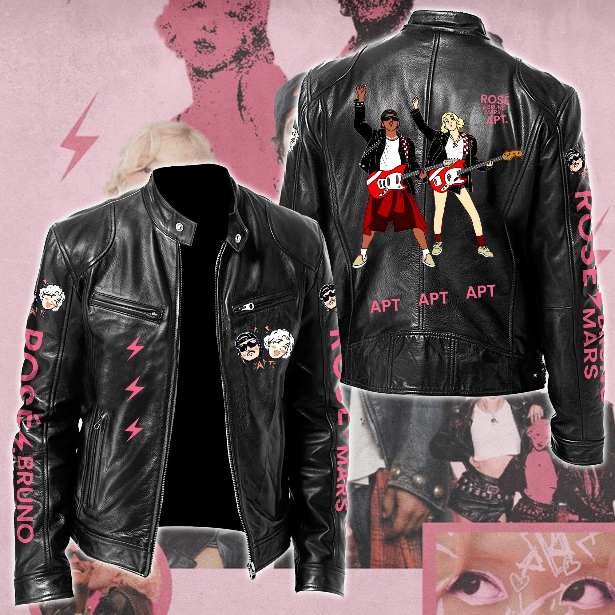 Rosé & Bruno Mars APT Music Style Leather Jacket For Fans