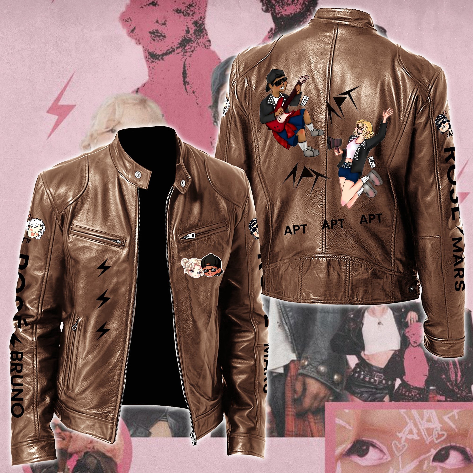 Rosé & Bruno Mars APT Music Style Leather Jacket For Fans