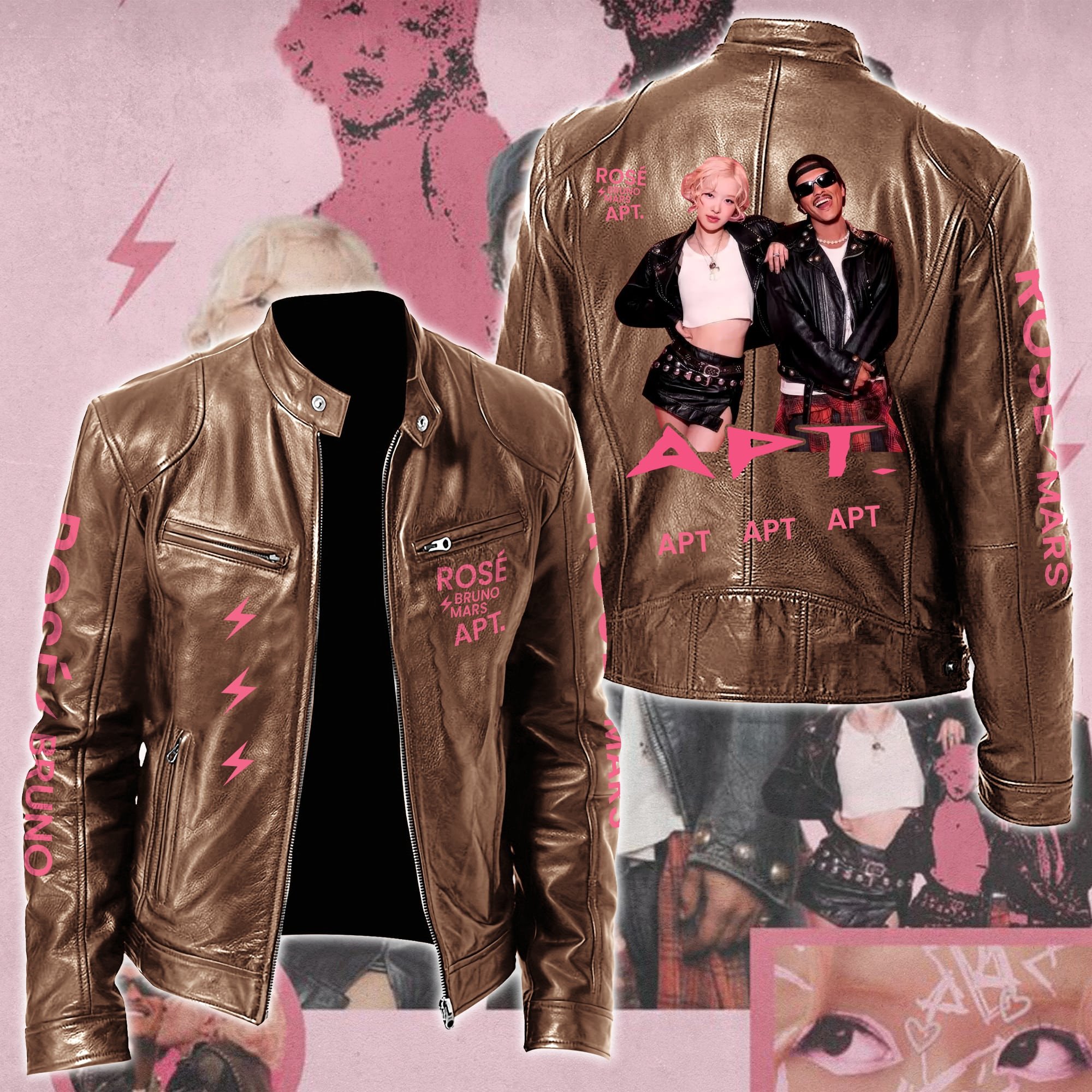 Rosé & Bruno Mars APT Music Style Leather Jacket For Fans