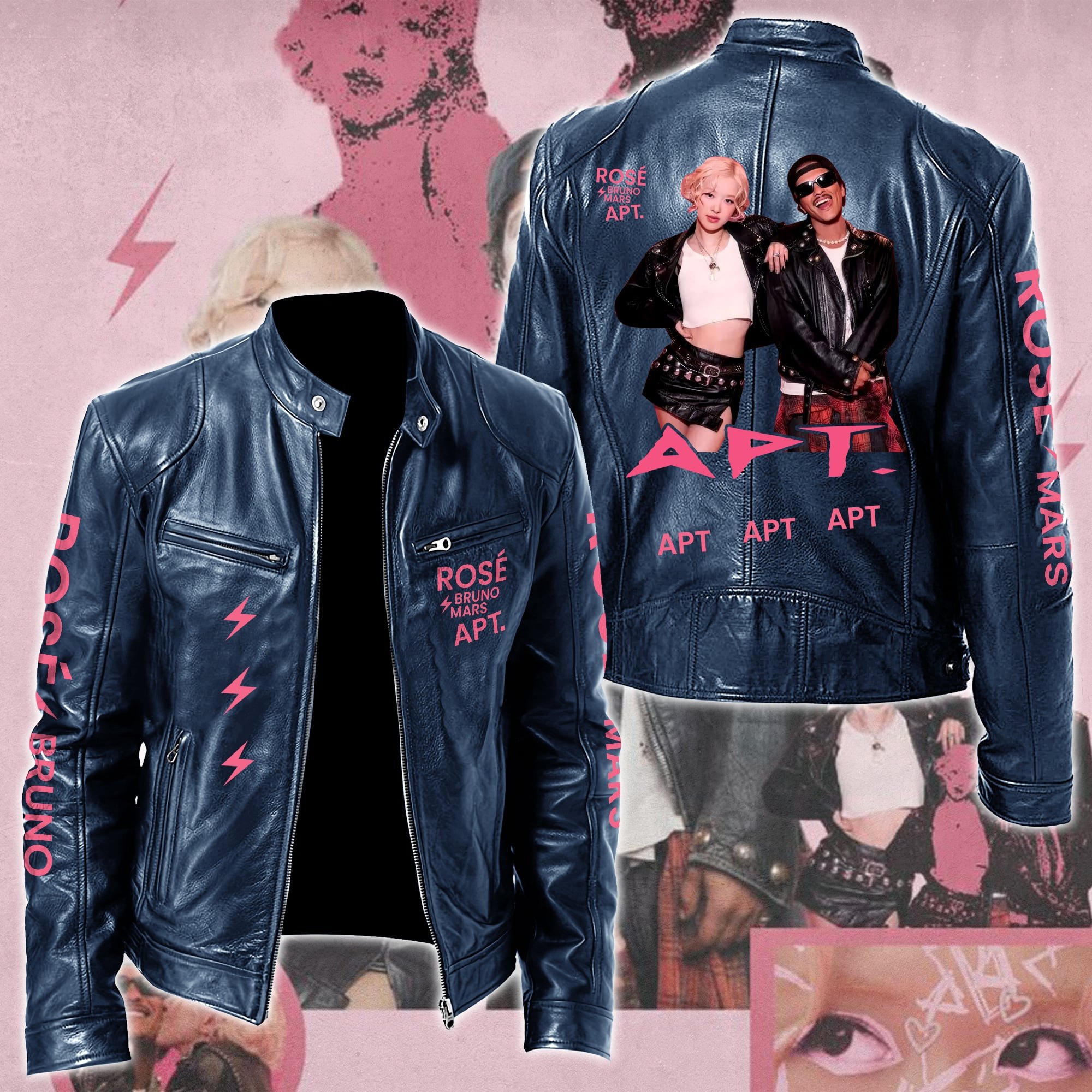 Rosé & Bruno Mars APT Music Style Leather Jacket For Fans