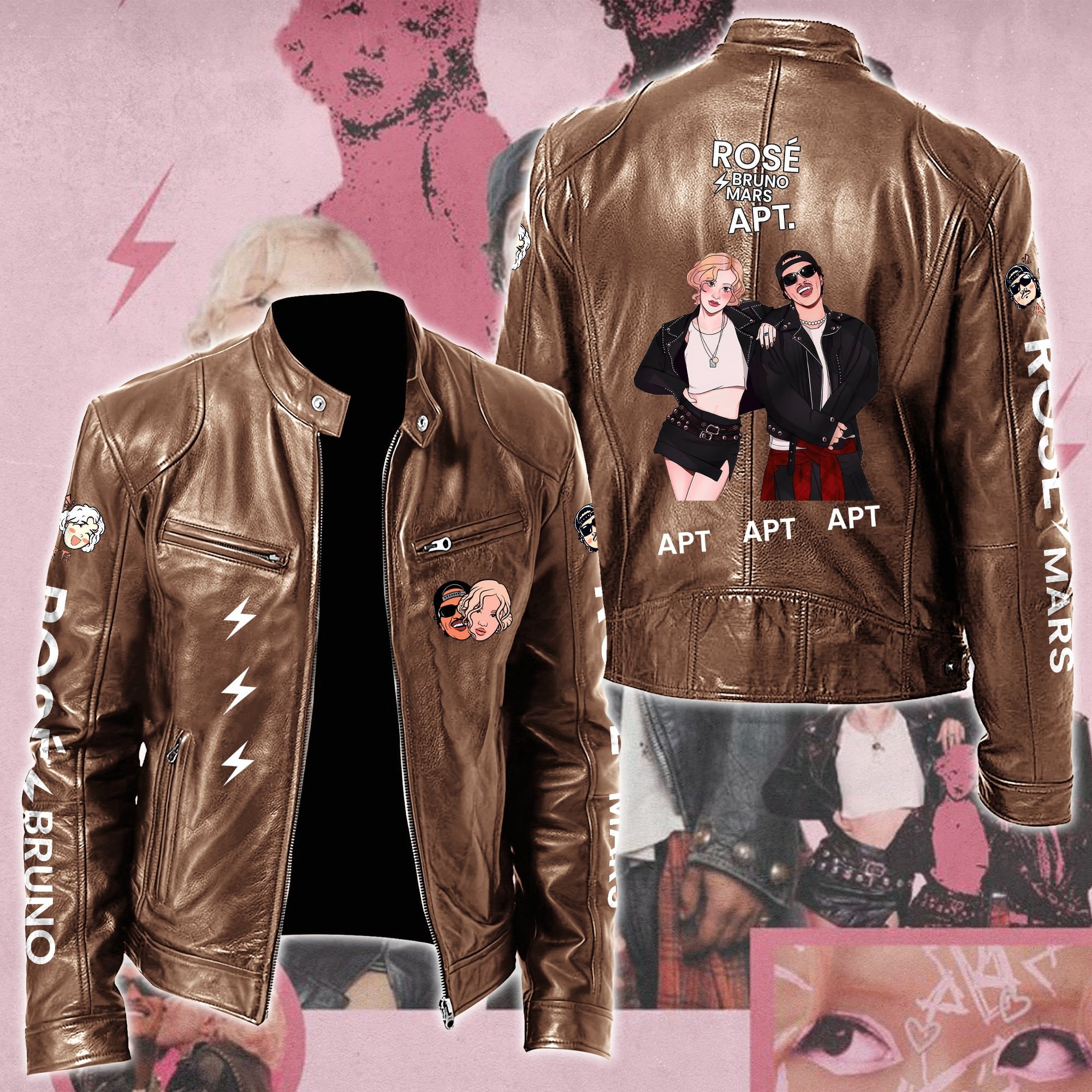 Rosé & Bruno Mars APT Music Style Leather Jacket For Fans