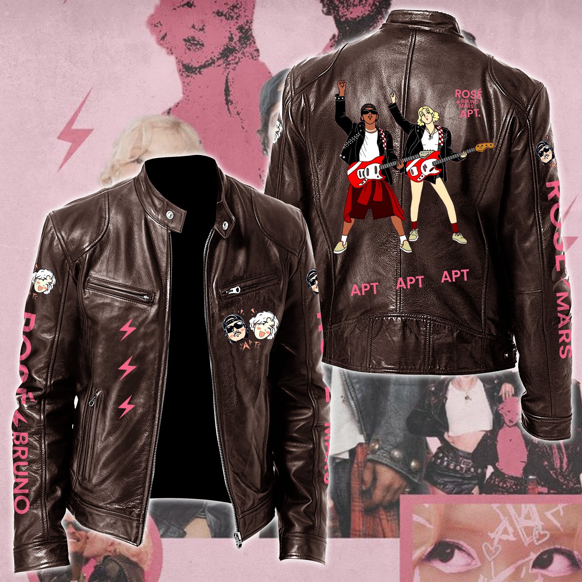 Rosé & Bruno Mars APT Music Style Leather Jacket For Fans