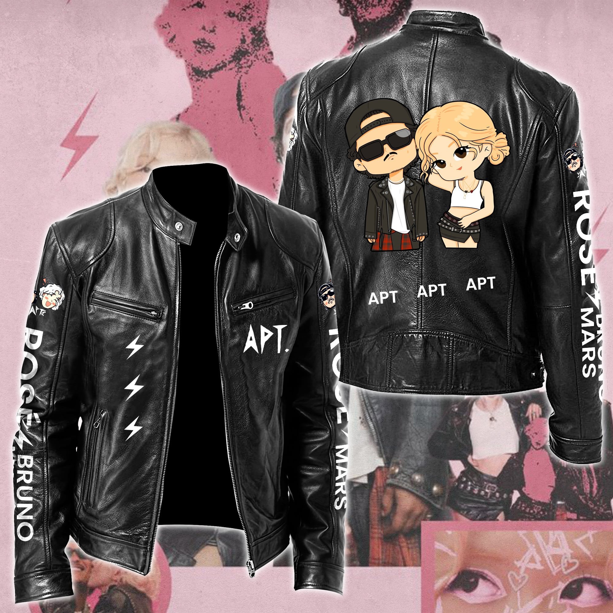Rosé & Bruno Mars APT Music Style Leather Jacket For Fans