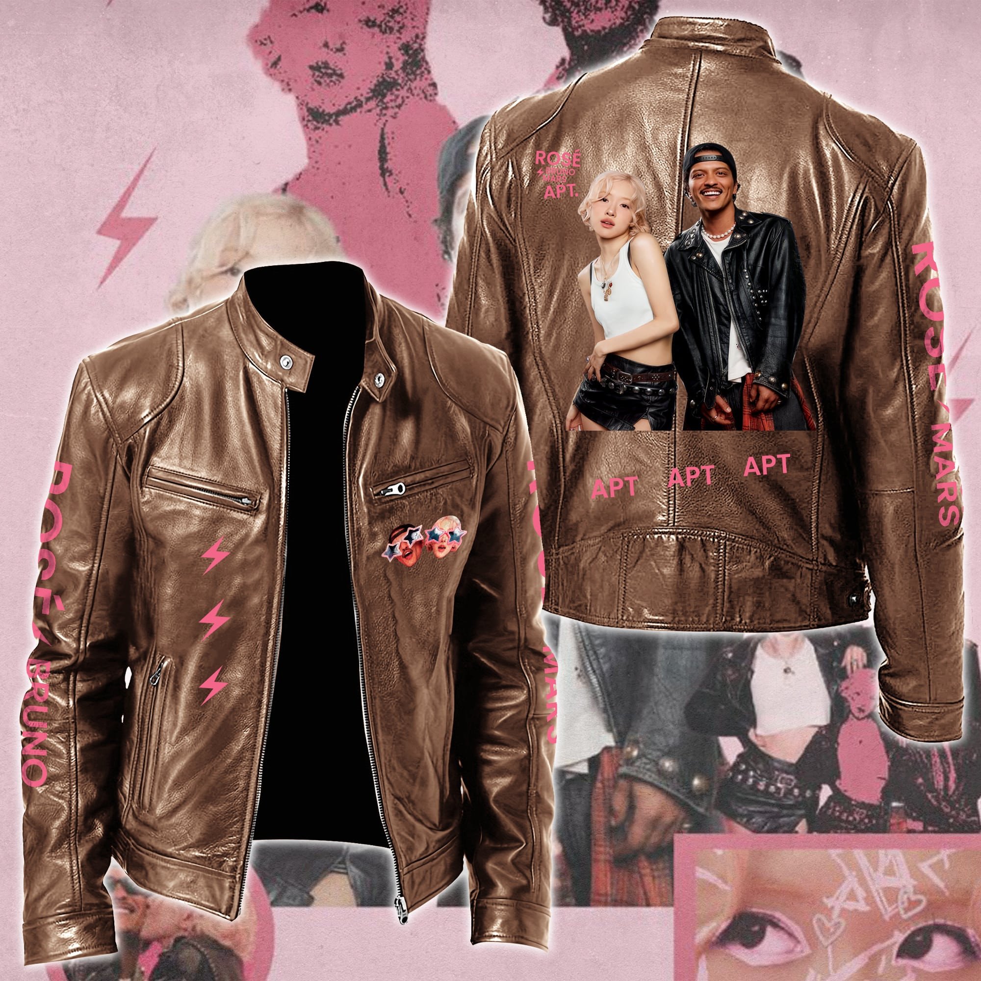 Rosé & Bruno Mars APT Music Style Leather Jacket For Fans